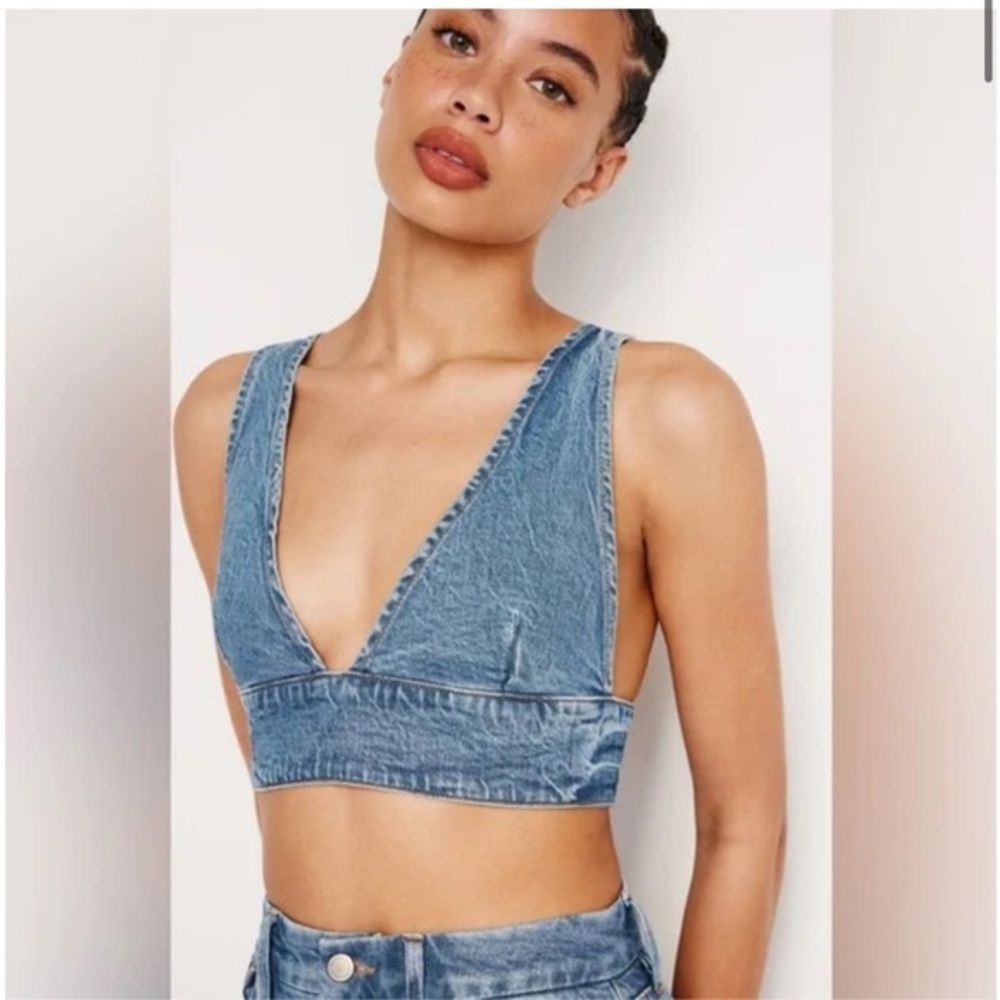 GOOD AMERICAN denim bra crop top XS